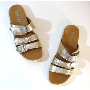 Born Daintree Champagne Bronze adustable straps slip on Sandals shoes Size 7M